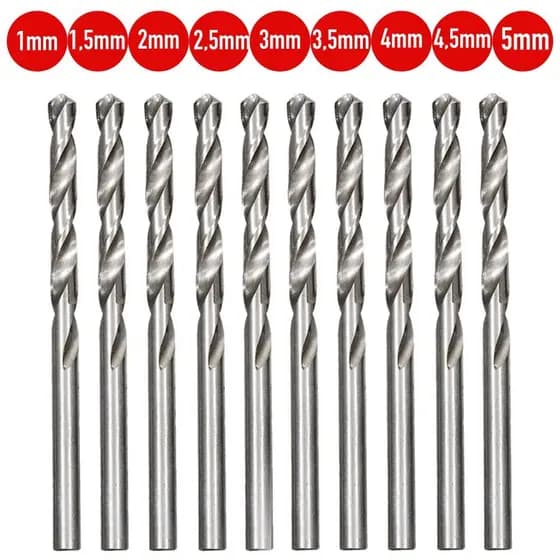 Kit 10 Brocas Aço Rápido 1mm-8mm HSS para Metal MTX 715309