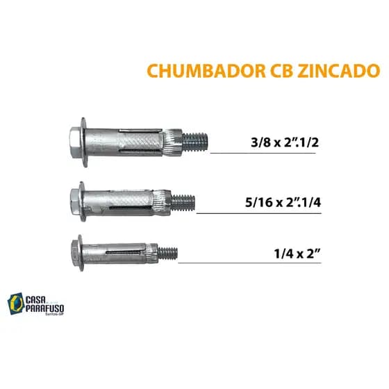 CHUMBADOR CB ZINCADO - KIT c/ 5 UNIDADES