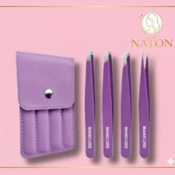 Kit 4 Pinças de Sobrancelha – Alta Precisão com Estojo Profissional | Use Naton
