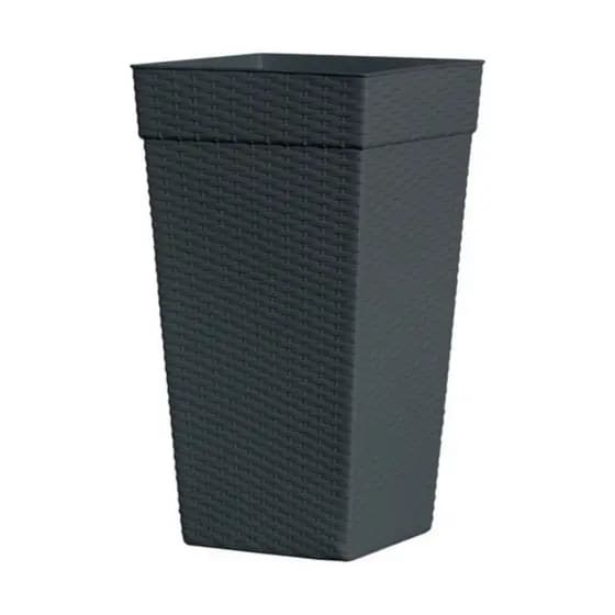 Vaso Coluna Quadrado Rattan 28L Decorativo para Plantas e Flores Área Interna e Externa