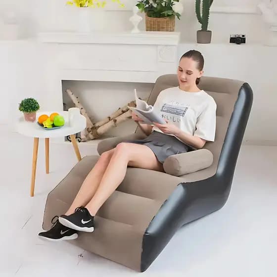 Espreguiçadeira Sofá Inflável Pufe Banco Descanso Assento Braços Cama Portátil Oferta
