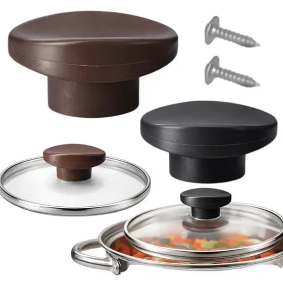 Pomel + Parafuso Inoxidável Unidade Puxador Pegador Tampa De Panela Kit Com 1 Á 6 Marrom e Preto