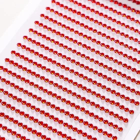 kit 1/2/4 Cartela Adesivo Strass 1mm-3mm -4mm-5mm-6mm Para Artesanato Decoraçã -- vermelho