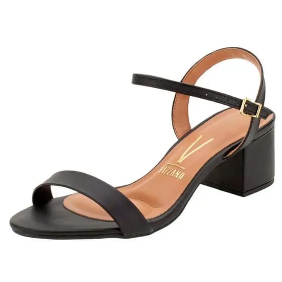 Sandália Vizzano Salto Grosso Ajustável Palmilha Acolchoada Casual Social Varios Looks Feminino