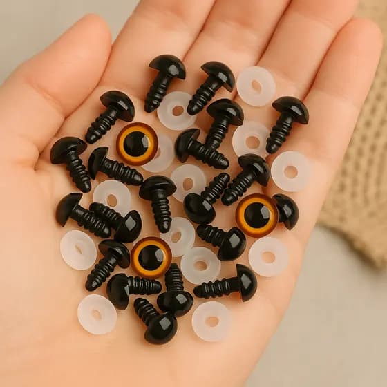 20 Olhos para Amigurumi Preto ou Marrom com Trava de Segurança Bonecas