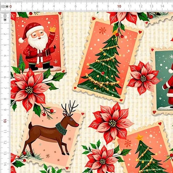 Tecido Tricoline Natal 100% Algodão 50cm x 1,50m Estampa Natalina Patchwork