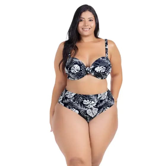 Biquini Plus Size Feminino Com Saida de Praia Sainha de Abotoar 2 em 1 Praia