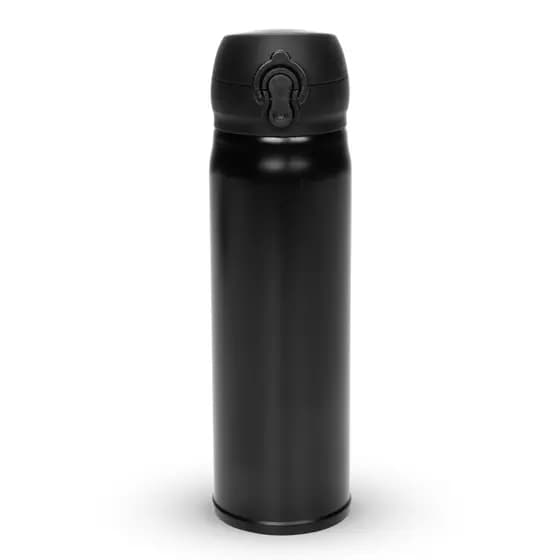 Garrafa Térmica De Inox Preta 400 Ml Com Tampa Para Café Chá Suco Água