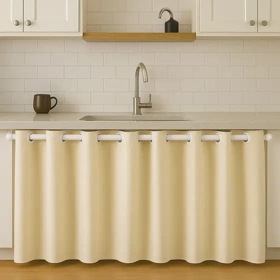 Cortina Pia Cozinha Ilhós 1,40x0,80 Balcão Lisa Decoração