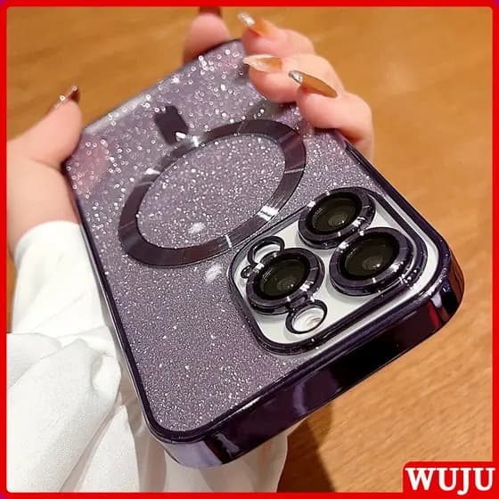 WUJU Electroplate de Carga magnética sem fios Case Capa Capinha De Celular Para iPhone 17 16 15 14 13 12 11 Pro Max Air