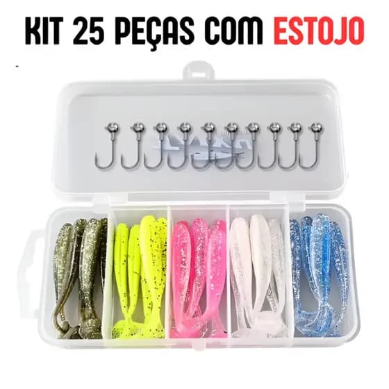 Isca Soft Shad 6,5cm com Jig Head | Kit Profissional 12/25 Peças