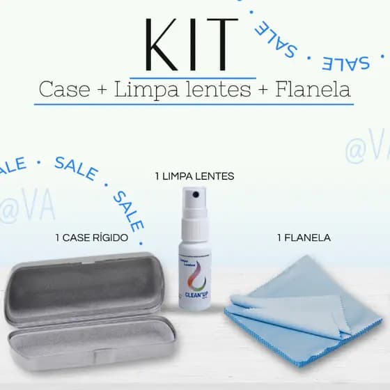 KIT Case estojo em plástico rígido COM Flanela de Limpeza + Limpa Lentes - limpar e guardar óculos