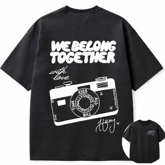 Camiseta Oversized ou Básica Harry Styles World Tour Together, Together Novo Album Kiss All The Time Disco Turnê