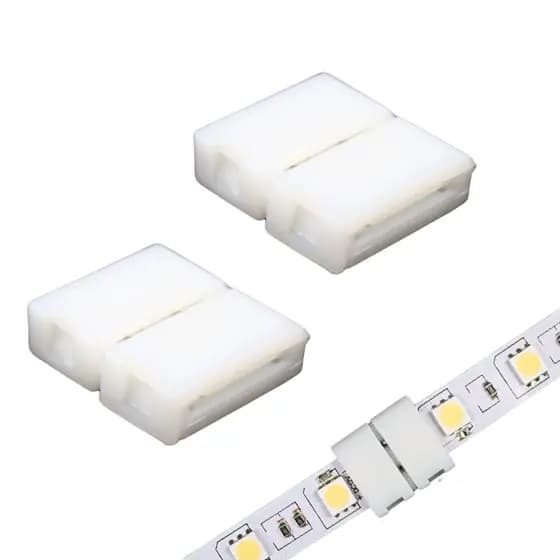 Kit 2 Emendas Brancas Retas p/Fita LED 5050 12V 10mm 2 Vias