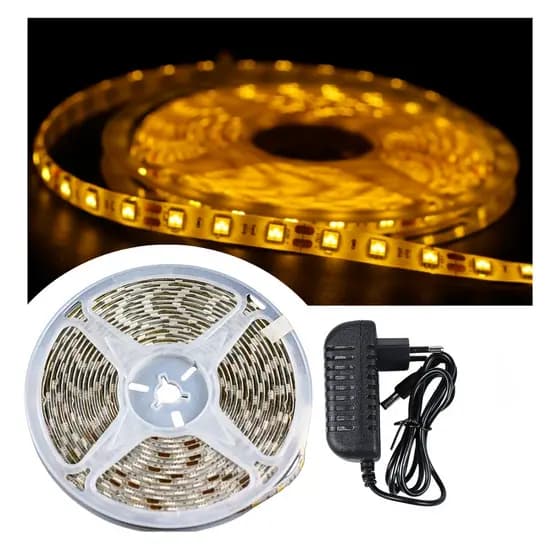 KIT 6 Fita LED Âmbar 5050 5M 12V+Fonte de Alimentação 3A 12V