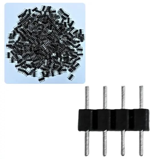 Kit 30 Pinos macho 4 vias 12v p / fitas led RGB acabamento preto