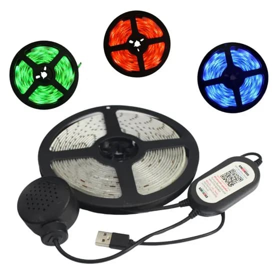 Fita Led Rgb Caixa Som Bluetooth Usb App Android Ios Ip65