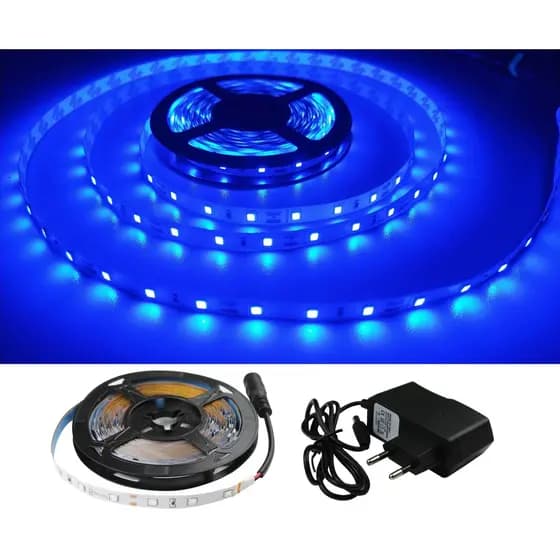 Fita LED 2835 Azul 300 Leds 5M 12V IP20 com Fonte inclusa