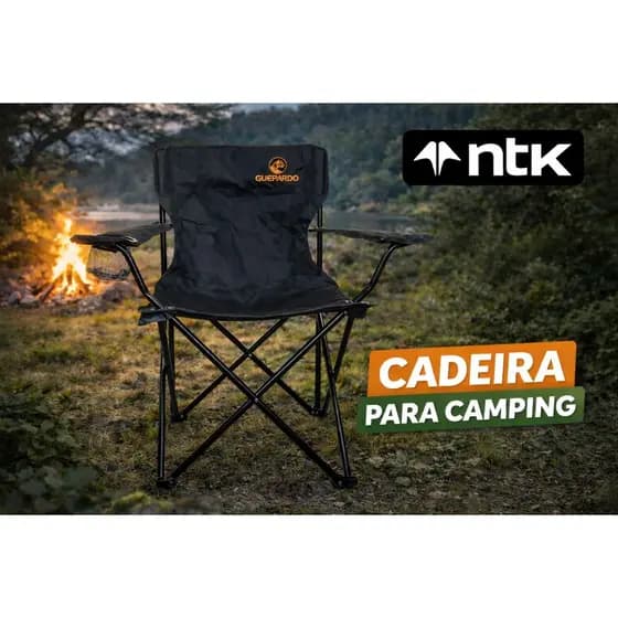 Cadeira Dobrável Relax Unica Porta Copo Guepardo Preta Camping Praia