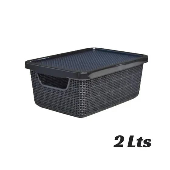 Kit 2, 3 ou 5 Caixas Organizadoras Jutta 2 Litros Preta Cesto Org