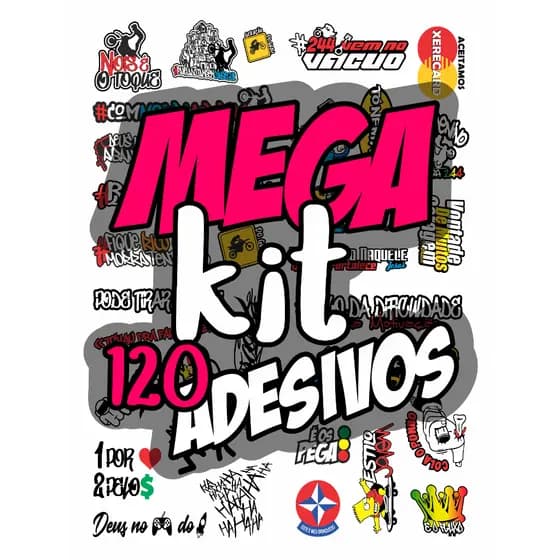 Kit 120 Adesivos Carro, Moto, Bike, Capacete, Caminhão adesivo Vinil Prova D'água