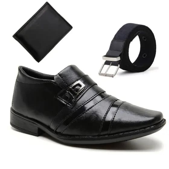 Sapato Social Infantil Elegante Masculino + Cinto + Carteira