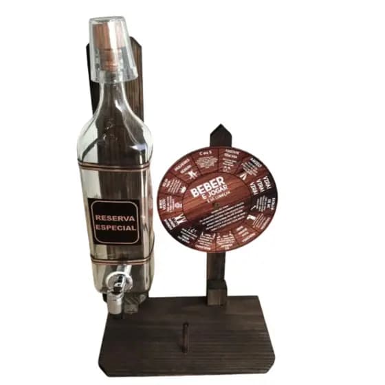 Pingometro Cachaça Decorativo De Madeira com Roleta