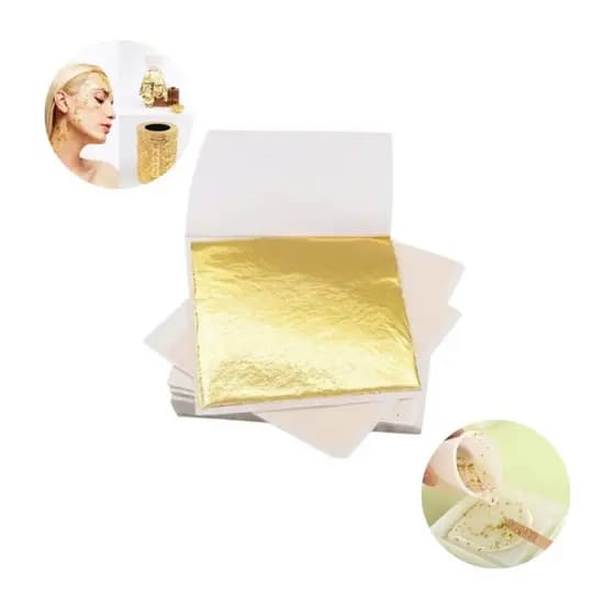 20 Folhas de Ouro Para Decoração Artesanato em Geral Moldura de Gesso Quadro Revestimento Slime