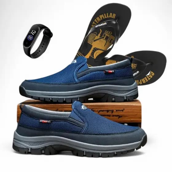 Kit Tênis Mocassim Masculino Adventure Conforto e Estilo para o Dia a Dia Mias Relógio Digital