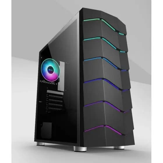 Gabinete Gamer Hayom - GB1711 Com Led RGB Frontal e Lateral Panorâmica