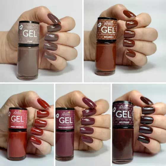 Kit Outono - 05 Esmaltes Efeito Gel Bella Brazil