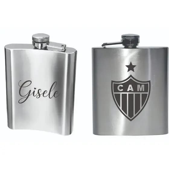 Cantil aço inox PERSONALIZADO A LASER Times/Símbolos - 210ML