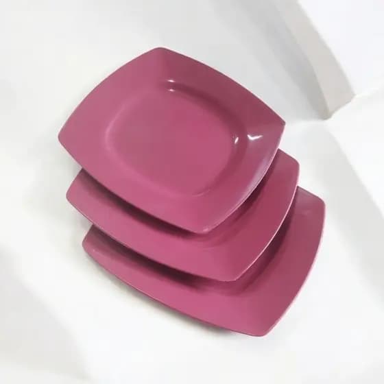 50 Prato Quadrado Plástico Rosa Pequeno 17 cm Festas Eventos