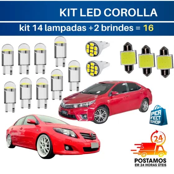 Kit Lampadas Led Corolla 2009 2010 2011 2012 2013 2014 2015 2016