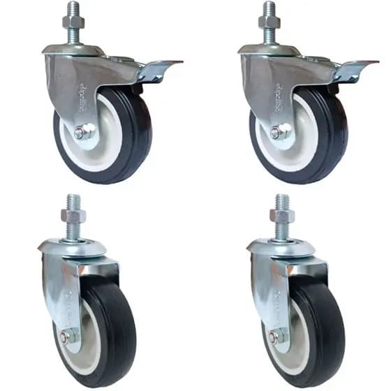 Kit 4 Rodas Parafuso giratório Bem Reforçada 100mm Capacidade até 320kg p/máquina móveis geladeira