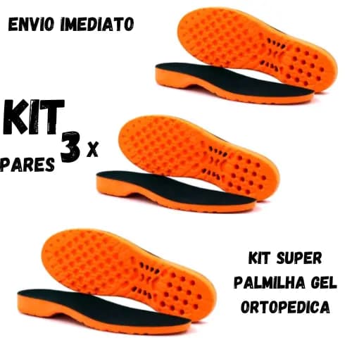 Kit 3 Pares Palmilha Ortopédica Em Gel P.U Anatômica Premium Anti-impacto Confortável Envio Rapido