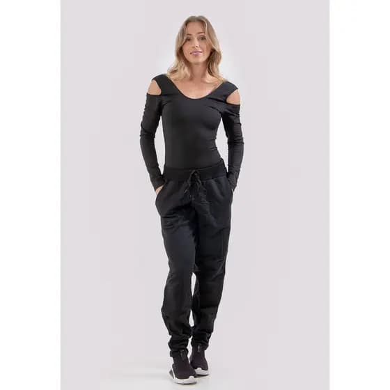 Calça Jogger Feminina Moletom Cintura Alta Slim Sport Flanelada 100% Algodão Akira Fitness