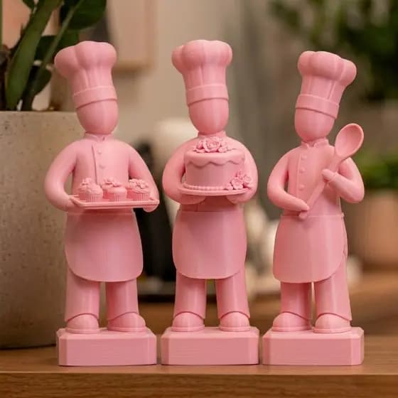 Estátua confeiteira bolo cupcake colher trio cozinha cafeteria decorativa casa delicado 3D
