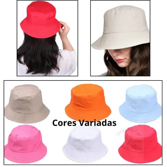 Chapéu Bucket Hat Feminino Masculino Balde Chorão Unissex Várias Cores liso Moda Praia