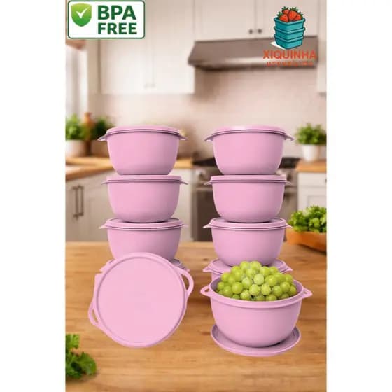 Kit 10 Potes Plastico Redondos Bowl Livre Cozinha Armazenar Guardar Alimentos Bpa