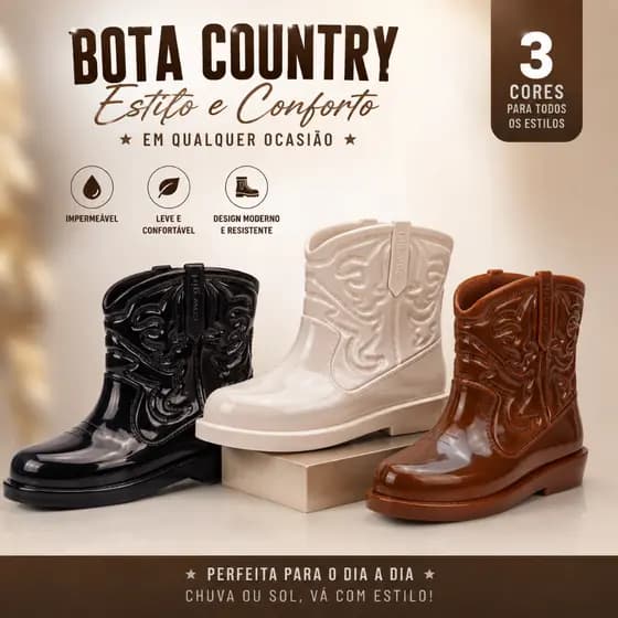 Bota Texana Infantil Menina Botinha Country Cano Feminino Criança Baixo Leve Confortável Rodeio