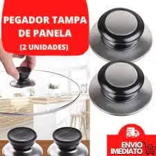 Kit 2 Pegadores Universal Tampa de Panela em Aço Inox Par Pegador de Tampa Puxador