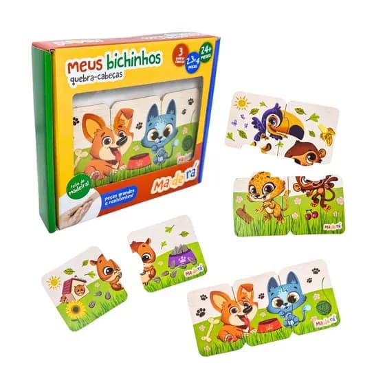 Quebra-cabeça Progressivo Meus Bichinhos 2/3/4 Peças - Toyster