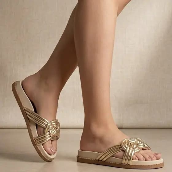 Sandália Feminina Papete Rasteira Casual Chinelo Slide Confortável Tendencia Moda Social Luxo Verão