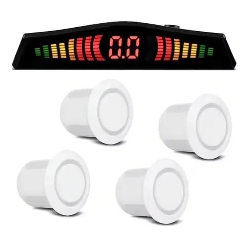 Sensor Estacionamento Ré 4 Sensores C/display Sonoro Cor Branco