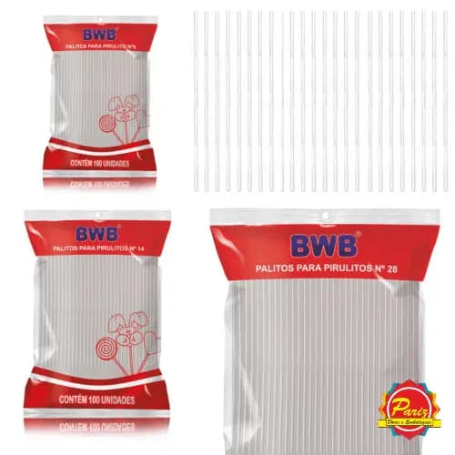 Palito para Pirulito Tubo PET Transparente Canudo para Topo de Bolo Diversos Tamanhos - BWB