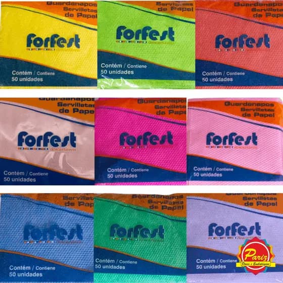 KIT 100 Guardanapo de Papel 20x22cm para Festas e Comemorações Guardanapo Descartável Diversas Cores - Forfest