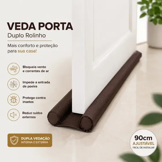 Veda Porta Duplo Rolinho Ajustável Impermeável Proteção Contra Poeira Insetos e Vento