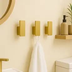 Kit Ganchos De Parede Para Toalhas Bolsas e Roupas Com Fita Adesiva Dourado