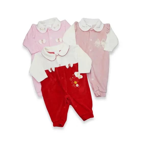 Macacão de Frio Bebê Plush Bordado com Gola Confort